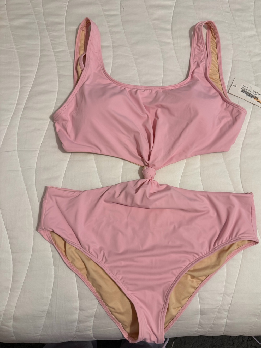 Women's Pink One-Piece Swimsuit with Front Knot